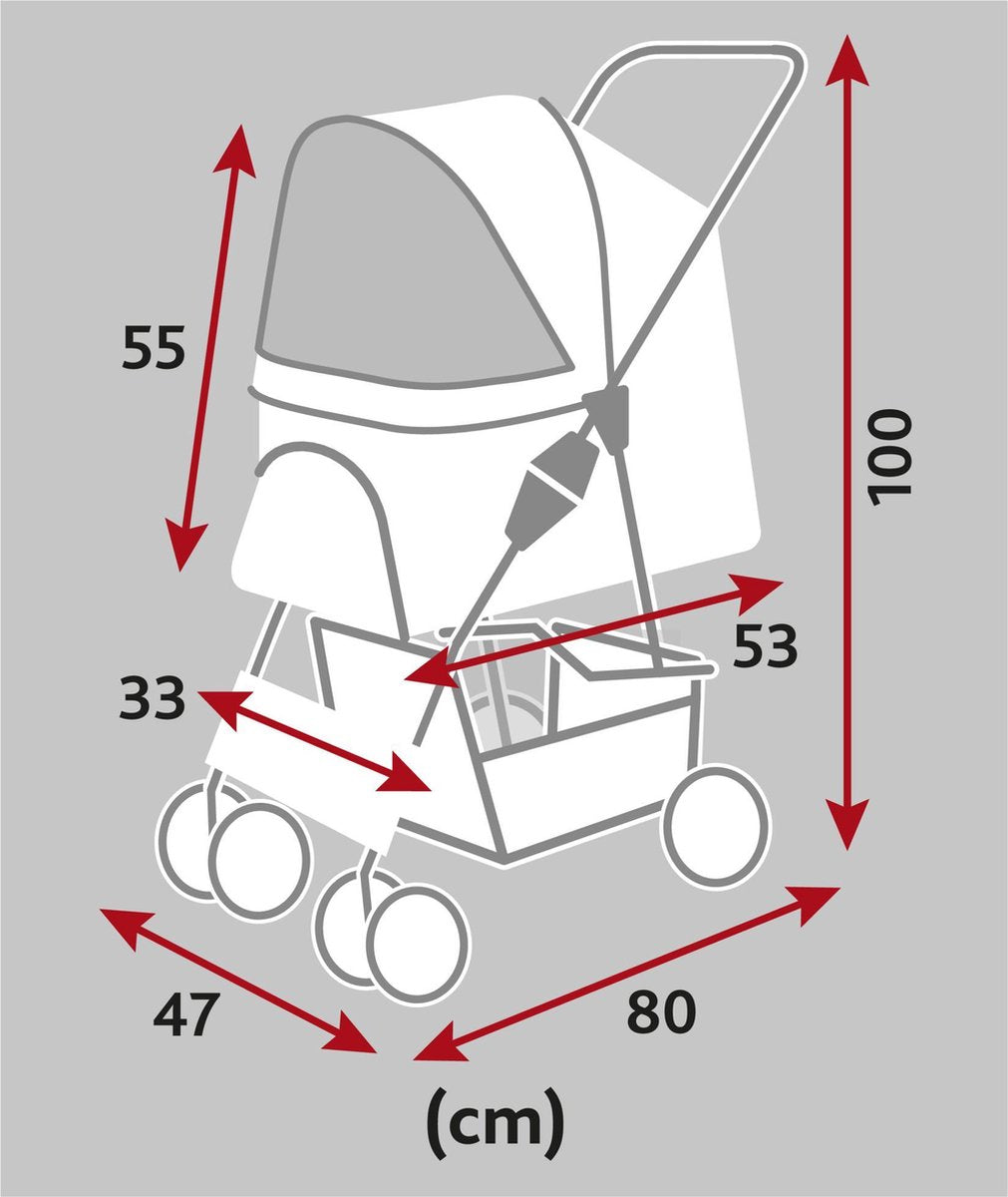 Trixie Hondenbuggy Grijs – 47x80x100 cm (tot 15 kg)