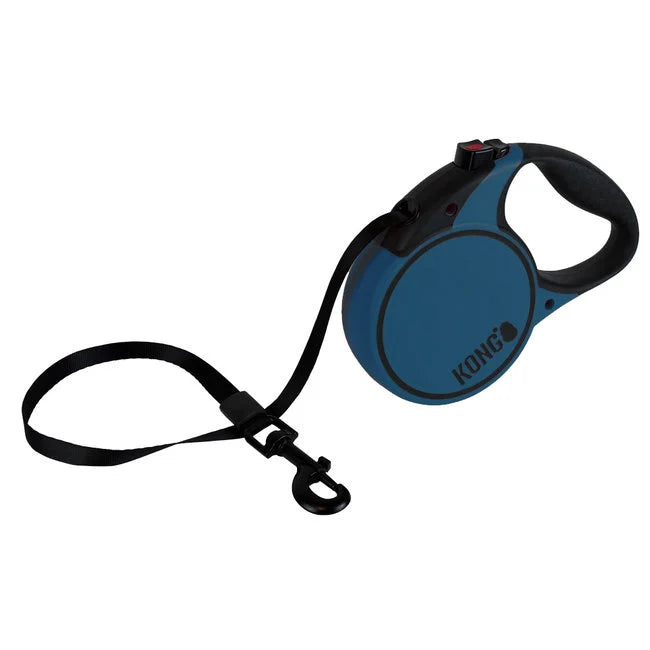 Kong Rollijn Terrain Blauw – 5 m – Uittrekbare Hondenriem (3 maten)
