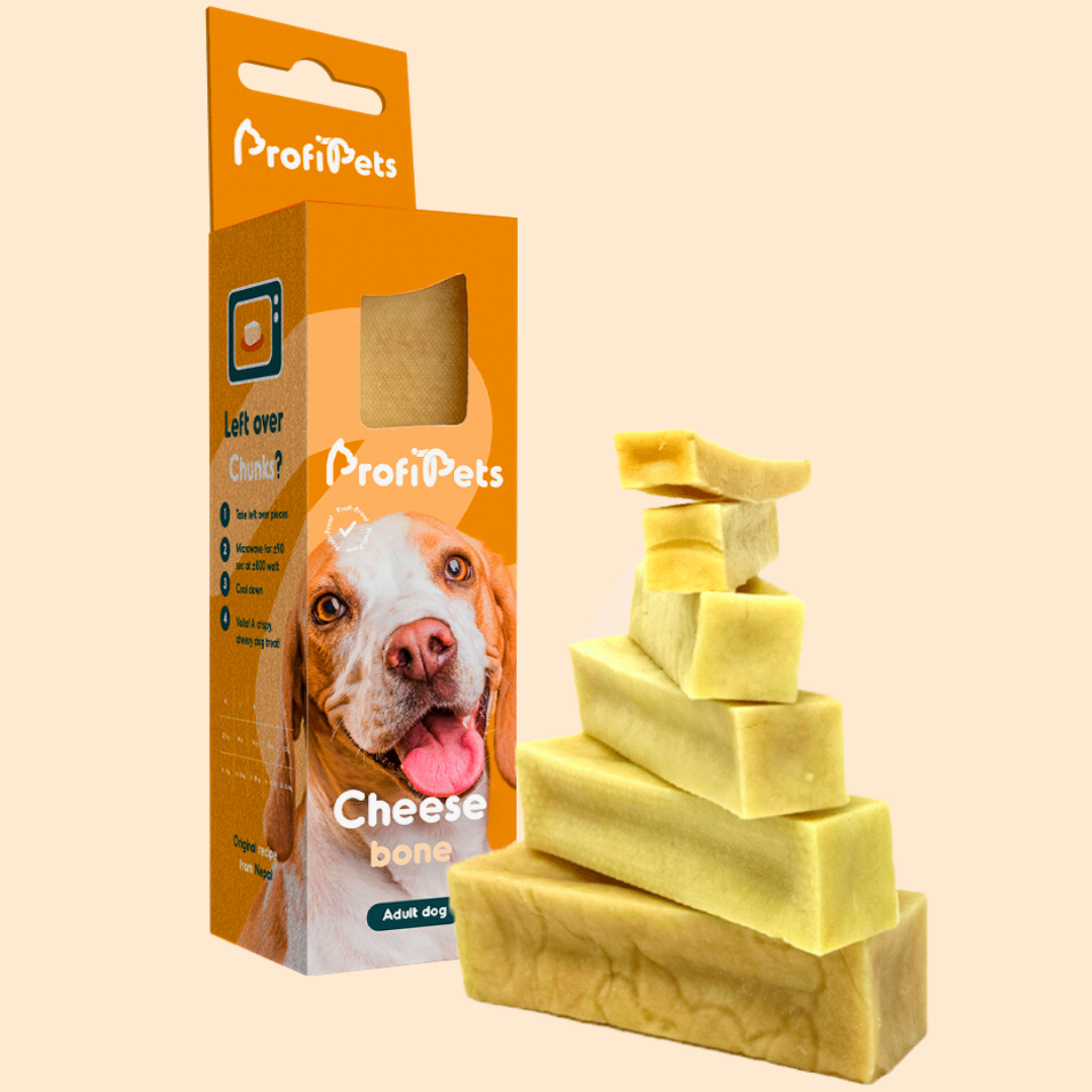 ProfiPets Cheese bone vooraanzicht verpakking kaassnack voor honden hondensnack kaasbot churpi himalayarecept