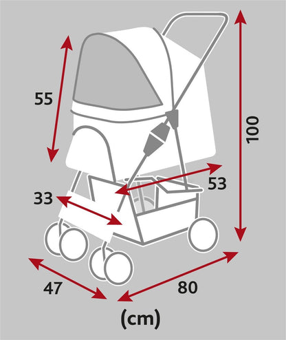 Trixie Hondenbuggy Grijs – 47x80x100 cm (tot 15 kg)